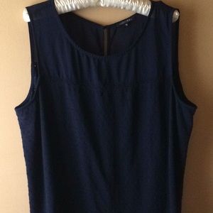 Dark Blue sleeveless Blouse sheer yoke
